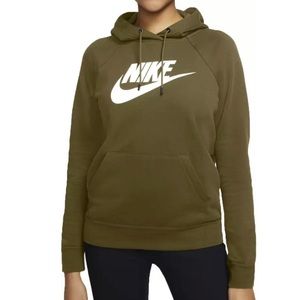 NIKE Olive Green Essential Fleece Pullover Hoodie